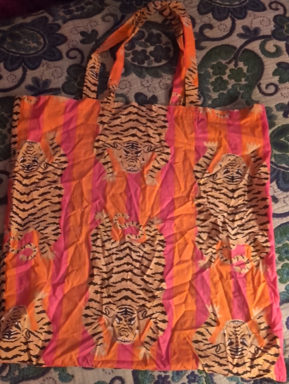 Free People Orange & Pink Tiger-Print Tote